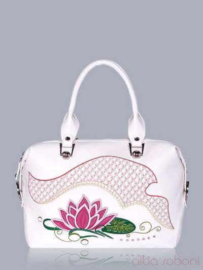 Модна сумка з вышивкою, модель 150714 білий. Зображення товару, вид спереду.
