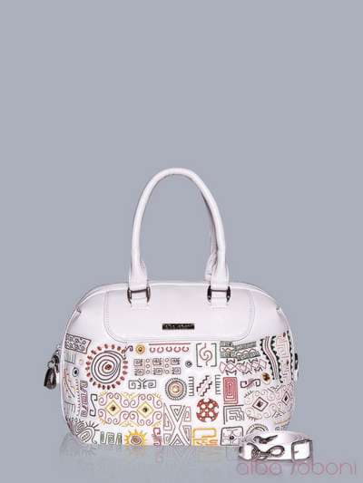 Брендова сумка з вышивкою, модель 150781 білий. Зображення товару, вид спереду.