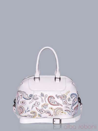 Брендова сумка з вышивкою, модель 150783 білий. Зображення товару, вид ззаду.