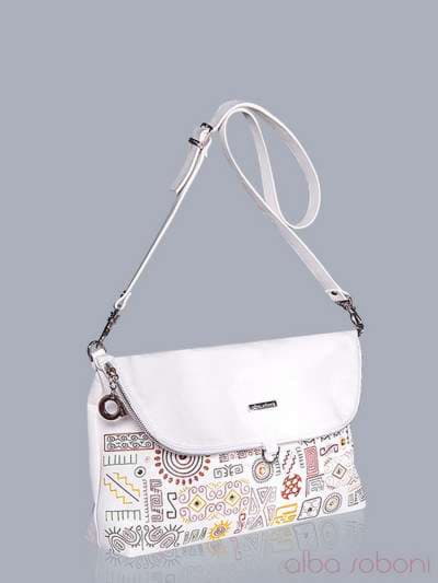 Жіноча сумка - рюкзак з вышивкою, модель 150771 білий. Зображення товару, вид збоку.