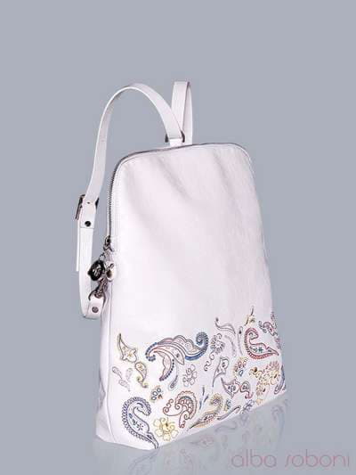 Стильна сумка - рюкзак з вышивкою, модель 150773 білий. Зображення товару, вид ззаду.