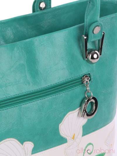Літня сумка з вышивкою, модель 160051 зелений-білий. Зображення товару, вид додатковий.