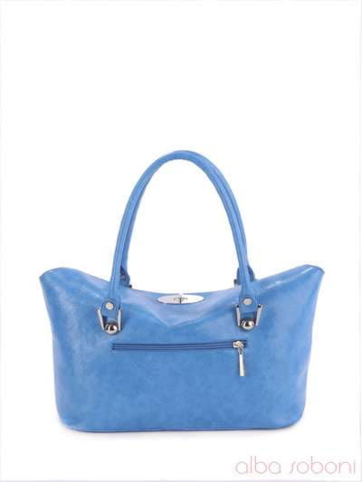 Літня сумка з вышивкою, модель 160062 блакитний-білий. Зображення товару, вид ззаду.
