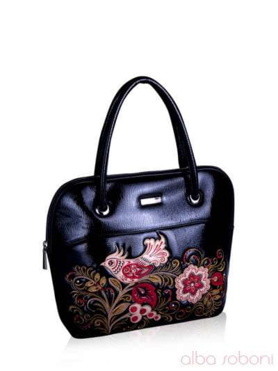 Брендова сумка з вышивкою, модель 131104 чорний. Зображення товару, вид збоку.