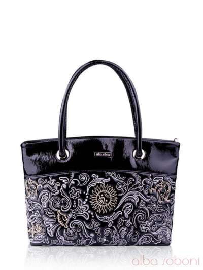 Стильна сумка з вышивкою, модель 131112 чорний. Зображення товару, вид спереду.