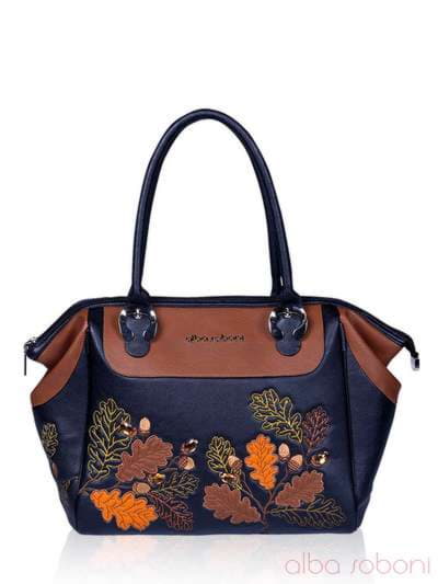Стильна сумка з вышивкою, модель 141461 чорно-коричневий. Зображення товару, вид спереду.
