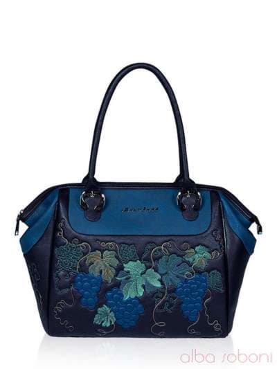 Модна сумка з вышивкою, модель 141463 чорно-синій. Зображення товару, вид спереду.