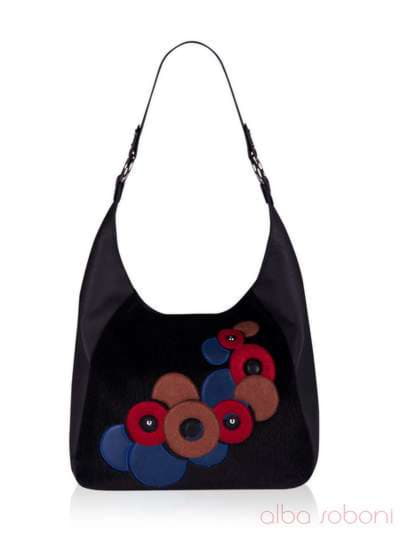 Модна сумка з вышивкою, модель 152430 чорний. Зображення товару, вид спереду.