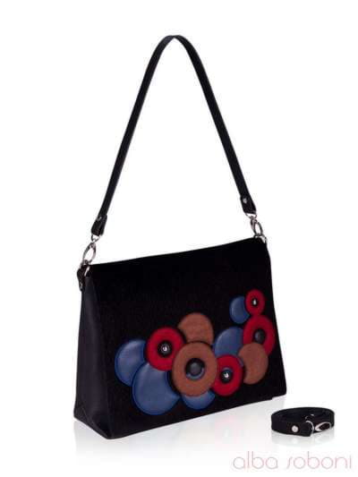 Стильна сумка з вышивкою, модель 152450 чорний. Зображення товару, вид збоку.
