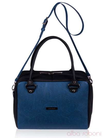 Брендова сумка з вышивкою, модель 152460 чорно-синій. Зображення товару, вид додатковий.