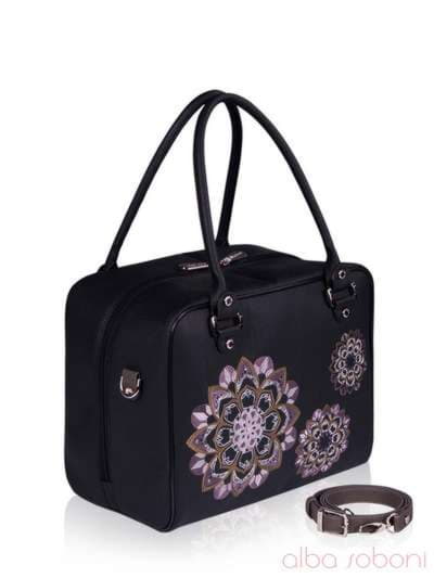 Стильна сумка з вышивкою, модель 152462 чорно-сірий. Зображення товару, вид ззаду.