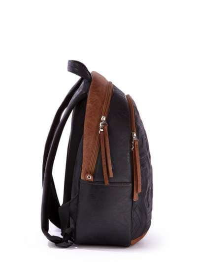 Шкільний рюкзак з вышивкою, модель 171601 чорно-коричневий. Зображення товару, вид ззаду.