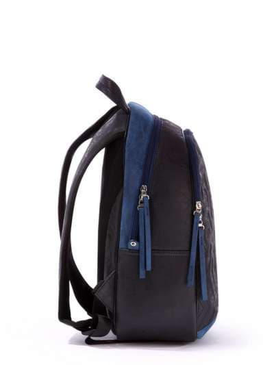 Стильний рюкзак з вышивкою, модель 171602 чорно-синій. Зображення товару, вид ззаду.