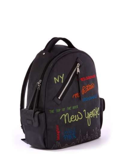 Шкільний рюкзак з вышивкою, модель 171621 чорний. Зображення товару, вид збоку.