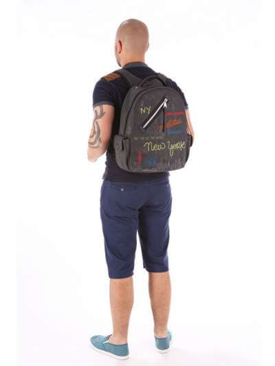 Шкільний рюкзак з вышивкою, модель 171621 чорний. Зображення товару, вид додатковий.