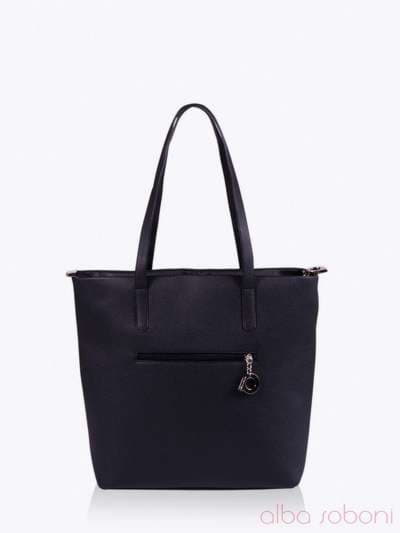 Брендова сумка з вышивкою, модель 152410 чорний. Зображення товару, вид ззаду.