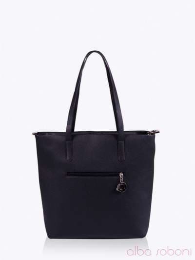 Брендова сумка з вышивкою, модель 152411 чорний. Зображення товару, вид ззаду.