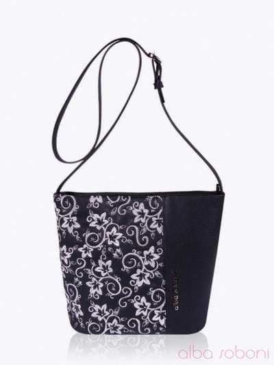 Модна сумка з вышивкою, модель 152421 чорний. Зображення товару, вид збоку.