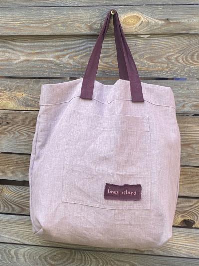 Фото товара: лляна сумка пудрово-рожева. Вид 1.
