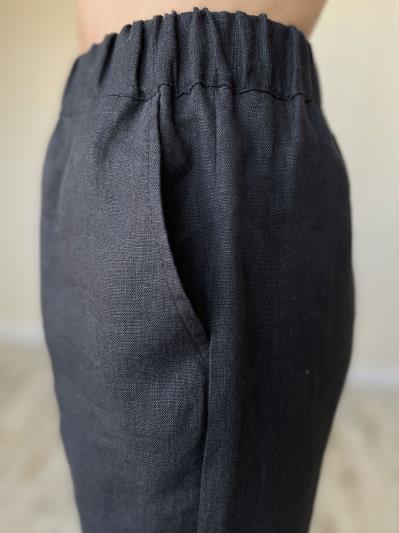 Фото товара: лляні брюки чорні. Фото - 5.