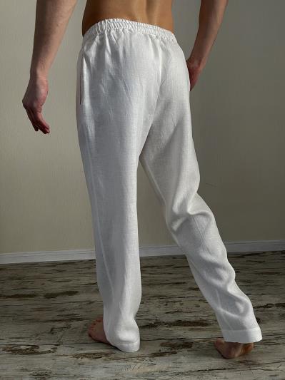 Фото товара: чоловічі лляні штани білі. Фото - 2.