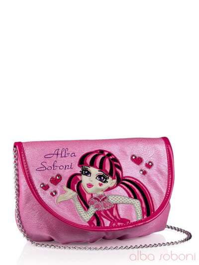 Стильна дитяча сумочка з вышивкою, модель 0160 рожевий. Зображення товару, вид збоку.