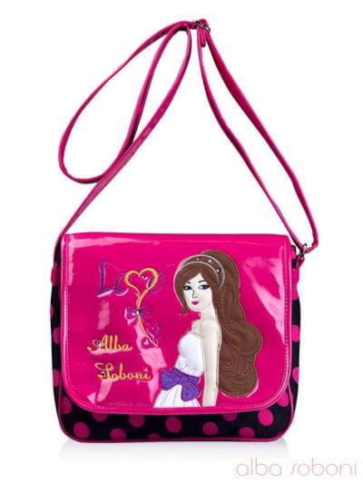 Стильна дитяча сумочка з вышивкою, модель 0181 малиновий. Зображення товару, вид спереду.