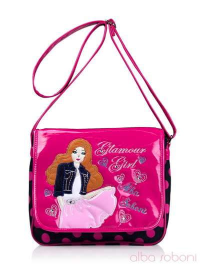 Стильна дитяча сумочка з вышивкою, модель 0182 малиновий. Зображення товару, вид спереду.