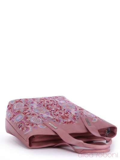 Брендова сумка з вышивкою, модель 170043 рожевий. Зображення товару, вид додатковий.