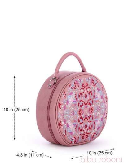 Стильна сумка з вышивкою, модель 170053 рожевий. Зображення товару, вид додатковий.