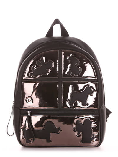 Модний рюкзак з вышивкою, модель 191542 чорний. Зображення товару, вид збоку.