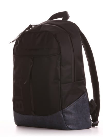 Стильний рюкзак, модель 191603 чорно-синій. Зображення товару, вид ззаду.