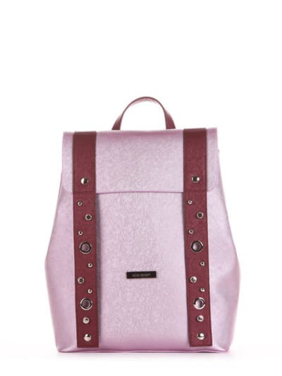 Жіночий рюкзак, модель 191672 рожевий-перламутр. Зображення товару, вид спереду.