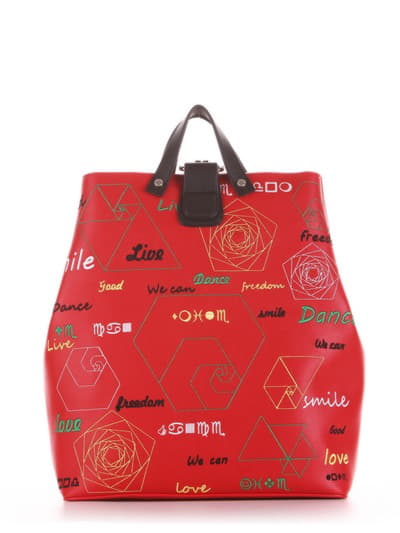 Модна сумка - рюкзак, модель 191713 червоний. Зображення товару, вид збоку.
