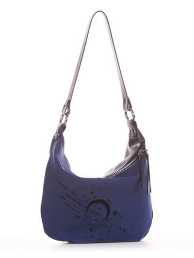 Жіноча сумочка з вышивкою, модель 191502 синій. Зображення товару, вид спереду.