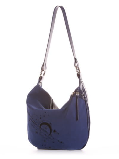 Жіноча сумочка з вышивкою, модель 191502 синій. Зображення товару, вид збоку.