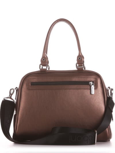 Жіноча сумочка з вышивкою, модель 191562 шоколадний-перламутр. Зображення товару, вид ззаду.