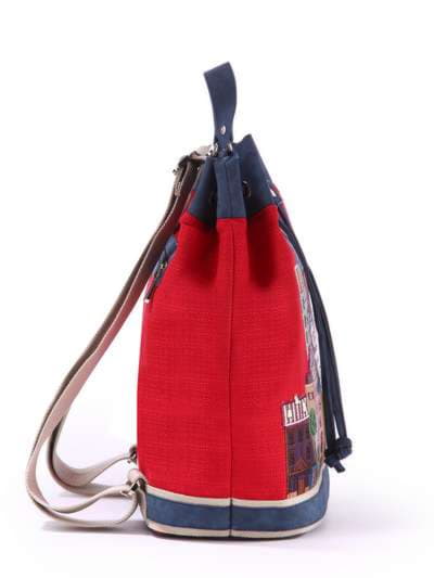 Модний рюкзак з вышивкою, модель 170284 червоний-т.синій. Зображення товару, вид ззаду.