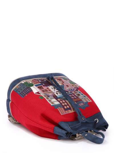 Модний рюкзак з вышивкою, модель 170284 червоний-т.синій. Зображення товару, вид додатковий.