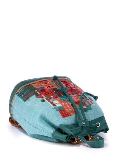 Літній рюкзак з вышивкою, модель 170285 бірюзовий-зеленый. Зображення товару, вид додатковий.