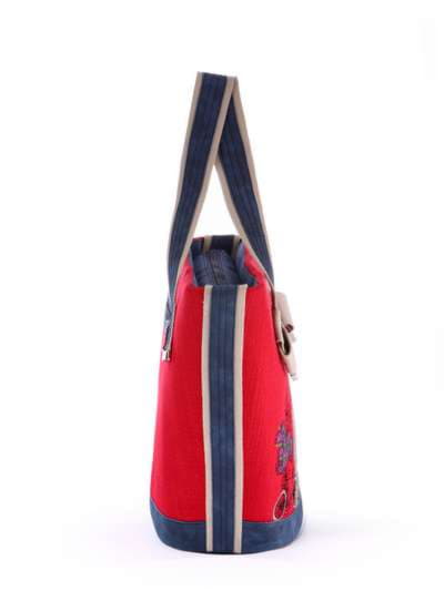 Молодіжна сумка з вышивкою, модель 170261 червоний-т.синій. Зображення товару, вид ззаду.