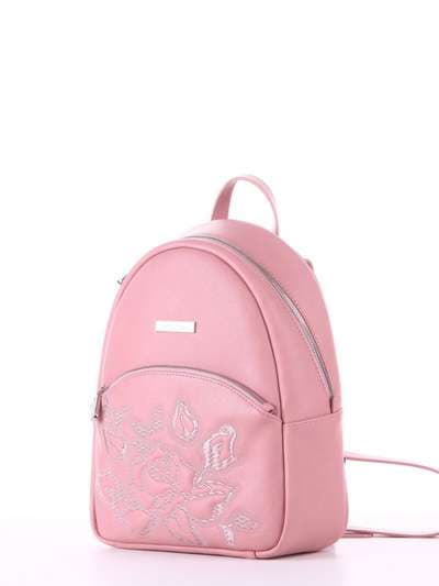 Стильний рюкзак з вышивкою, модель 180114 пудрово-рожевий. Зображення товару, вид ззаду.