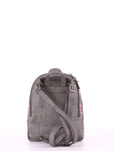 Літній міні-рюкзак з вышивкою, модель 180013 сірий. Зображення товару, вид додатковий.