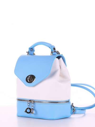 Модний міні-рюкзак, модель 180062 блакитний-білий. Зображення товару, вид ззаду.