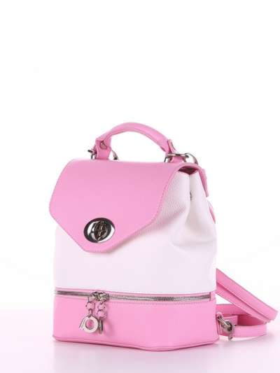 Модний міні-рюкзак, модель 180063 рожевий-білий. Зображення товару, вид ззаду.