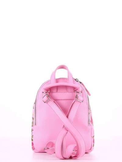 Брендовий міні-рюкзак з вышивкою, модель 180141 рожевий. Зображення товару, вид додатковий.
