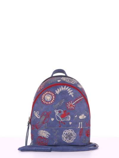 Літній міні-рюкзак з вышивкою, модель 180212 синій. Зображення товару, вид спереду.