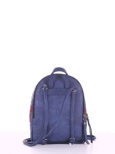 Літній міні-рюкзак з вышивкою, модель 180212 синій. Зображення товару, вид ззаду.
