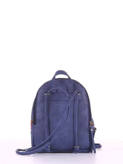 Брендовий міні-рюкзак з вышивкою, модель 180215 синій. Зображення товару, вид ззаду.