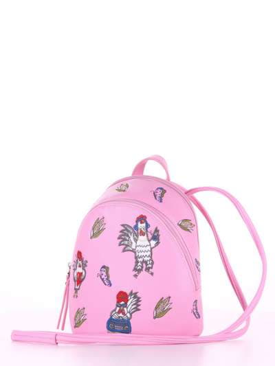Літній міні-рюкзак з вышивкою, модель 180216 рожевий. Зображення товару, вид збоку.